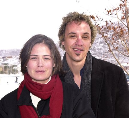 Maura and her ex-husband clicking picture together in snowy day